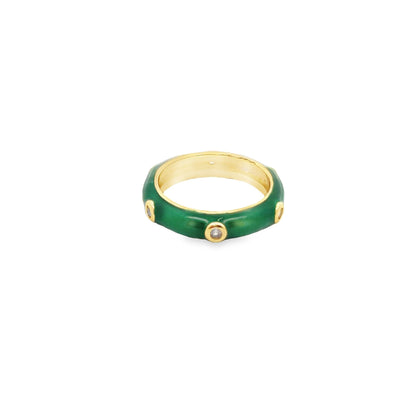 Enamel Ring With CZ Stones