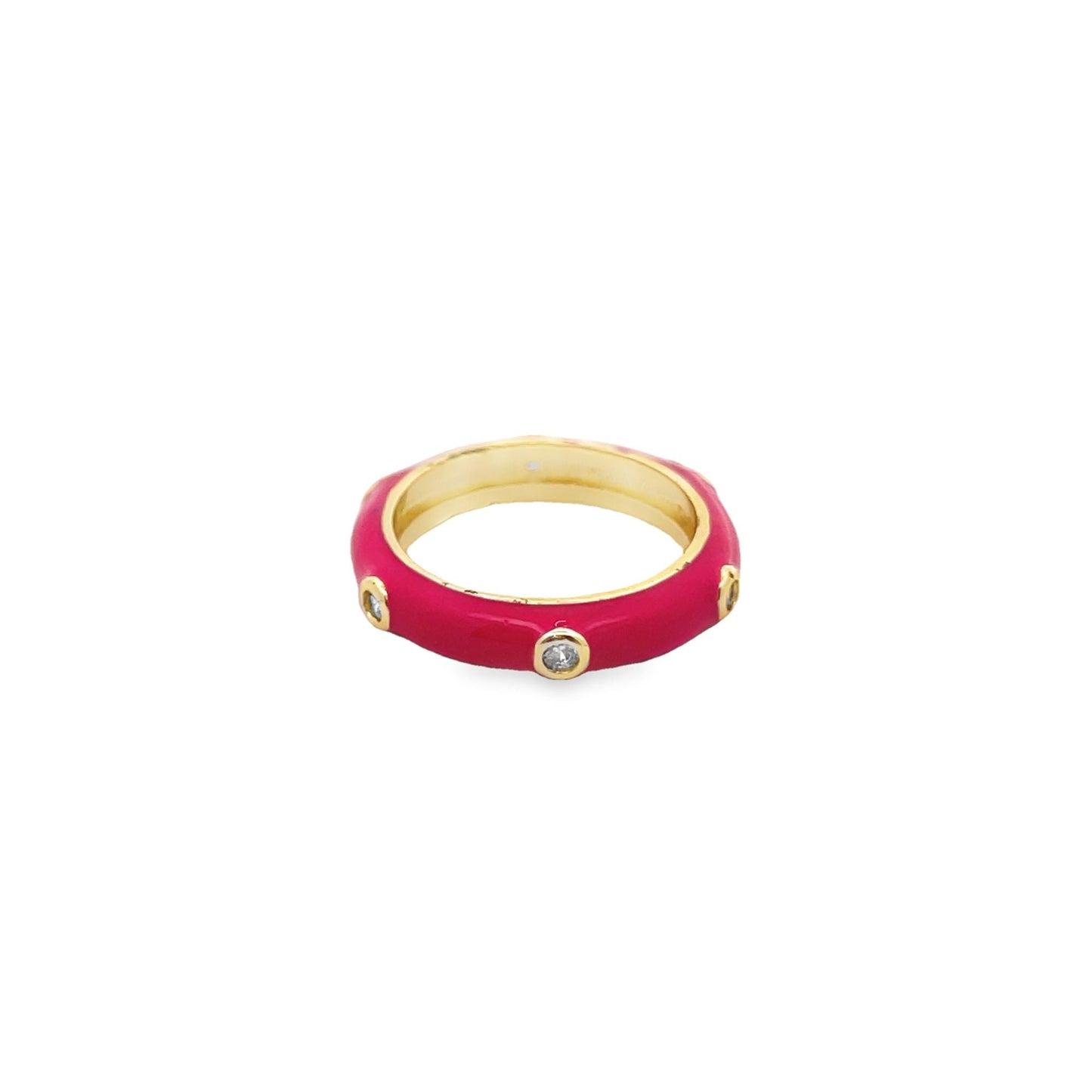 Enamel Ring With CZ Stones