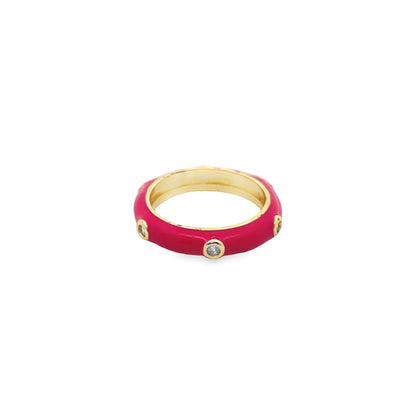 Enamel Ring With CZ Stones