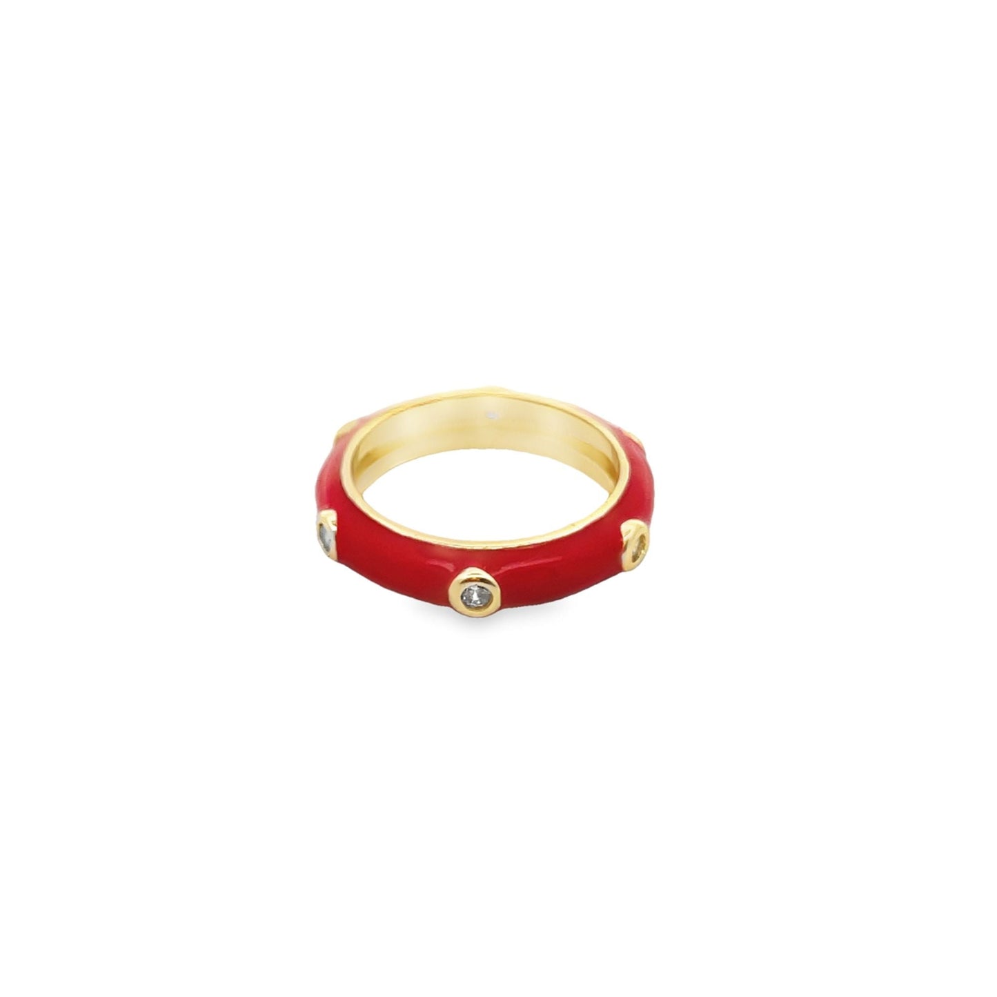 Enamel Ring With CZ Stones