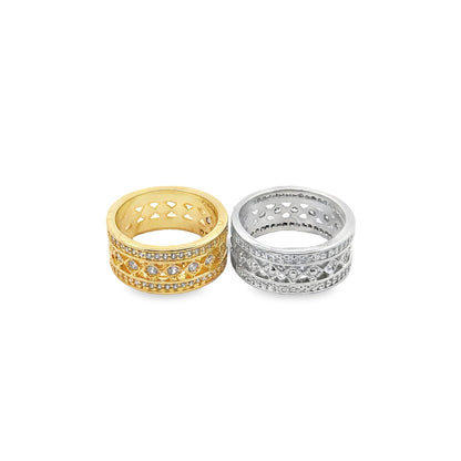 Gold/Rhodium Filled CZ Vintage-Style Ring
