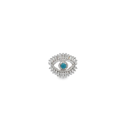 Evil Eye Ring With Baguette CZ Stones