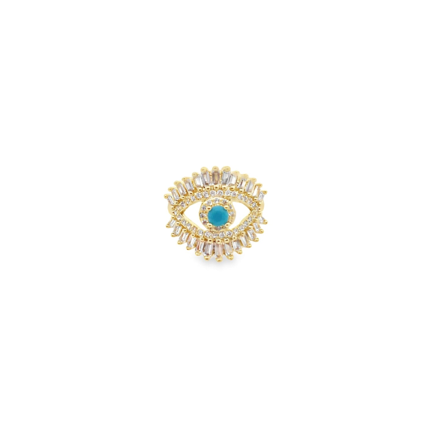 Evil Eye Ring With Baguette CZ Stones
