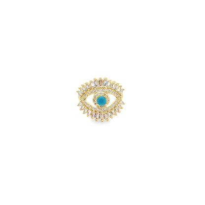 Evil Eye Ring With Baguette CZ Stones