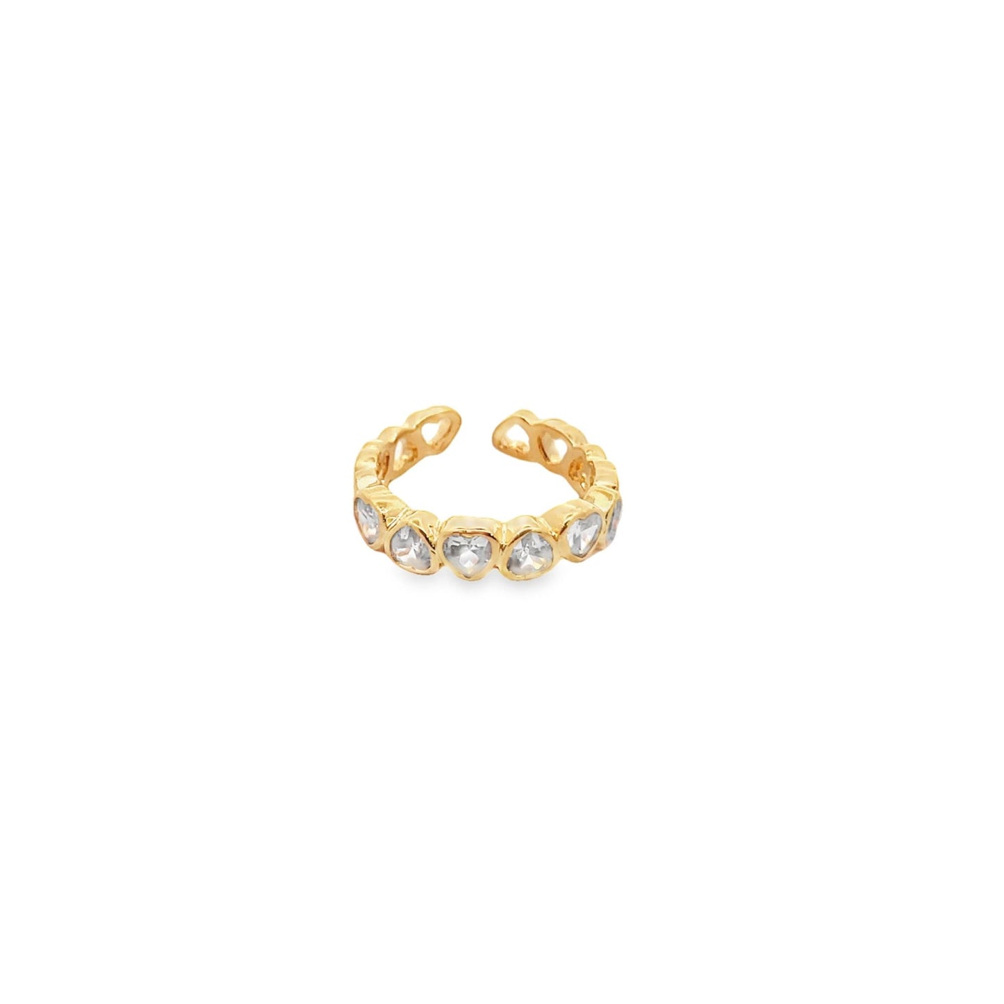 Colored Cubic Zirconia Heart Open Ring