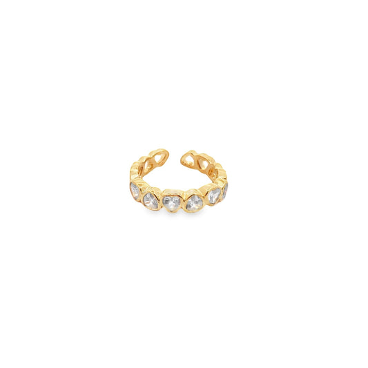 Colored Cubic Zirconia Heart Open Ring
