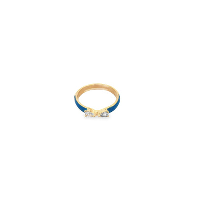 Enamel Ring Band With Pear Cut CZ Stones
