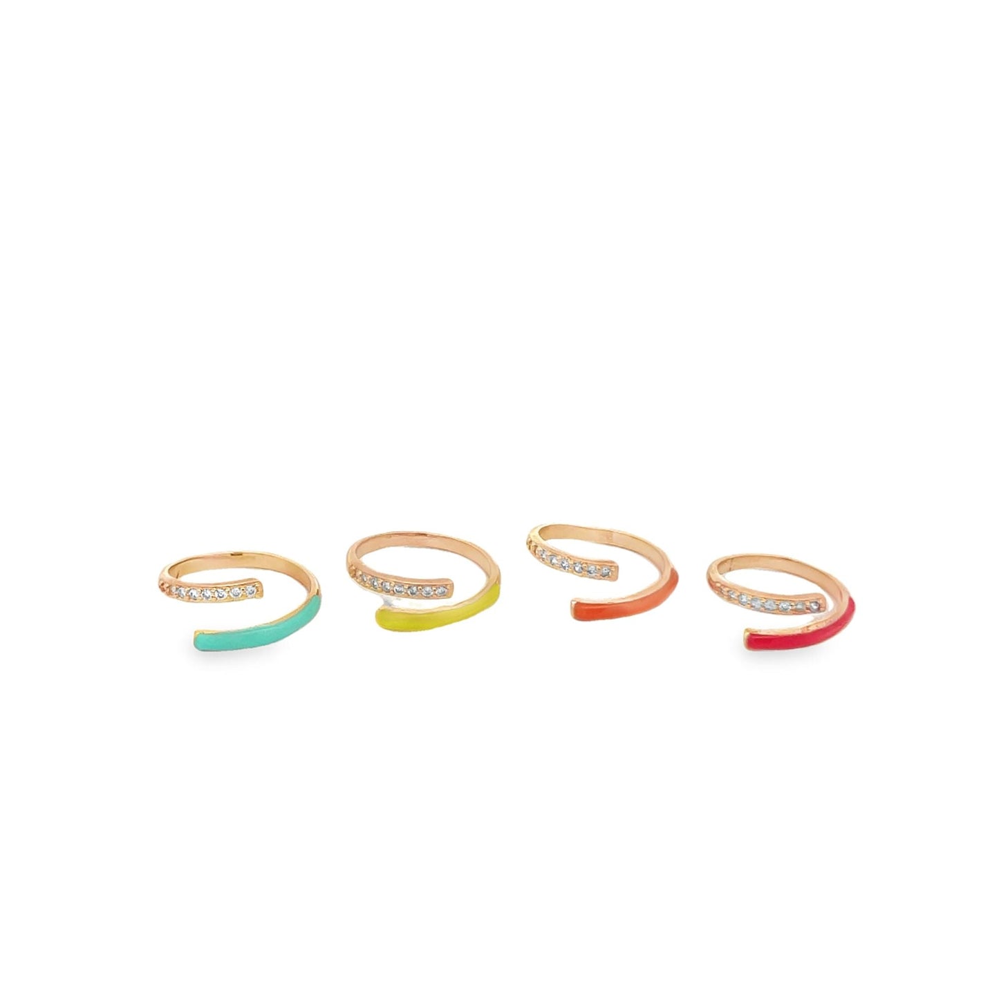 Enamel Opened Ring With Round CZ Stones