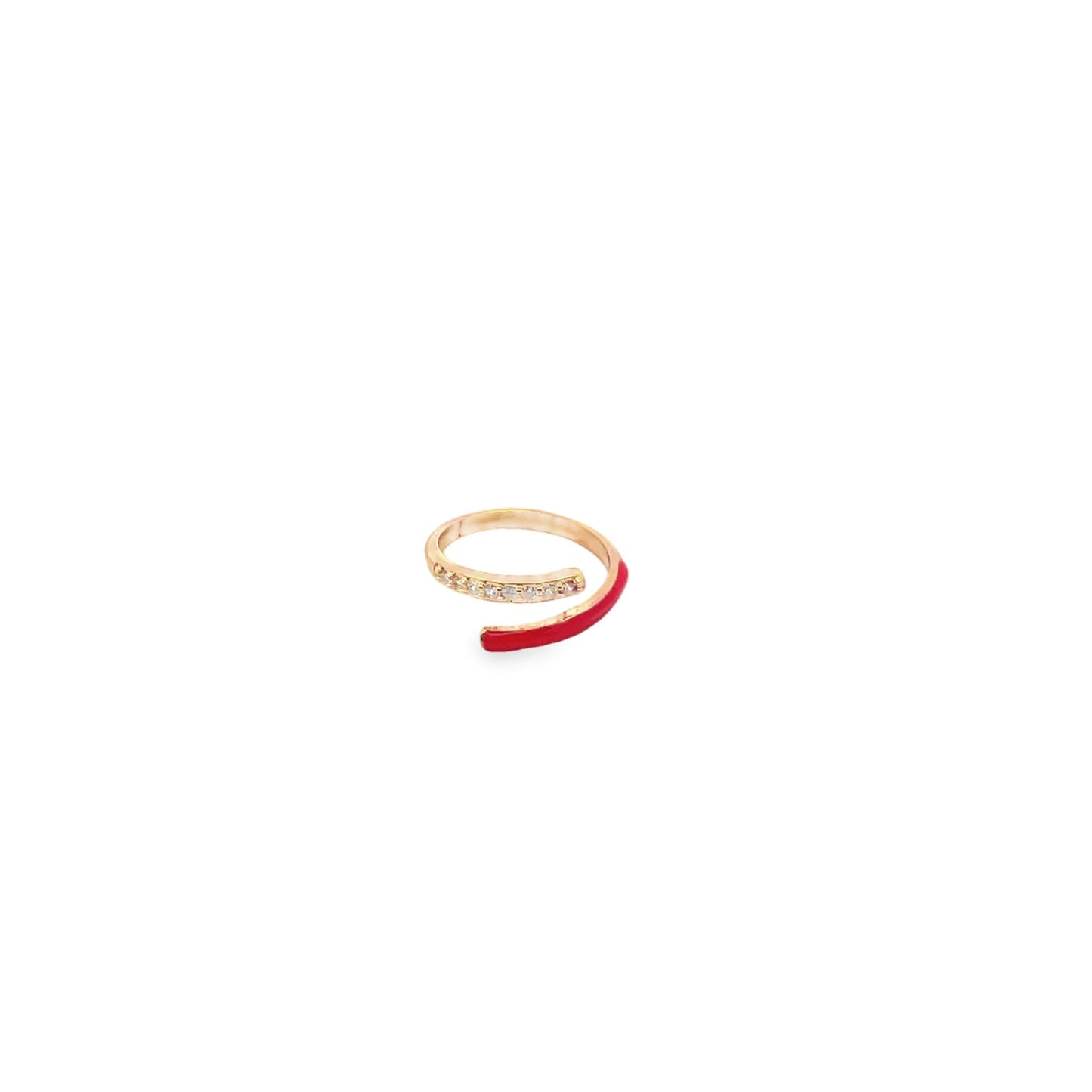 Enamel Opened Ring With Round CZ Stones