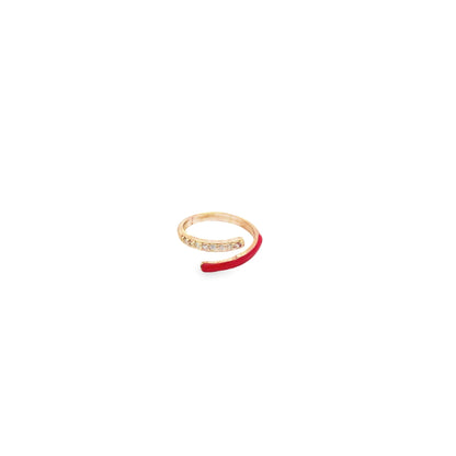 Enamel Opened Ring With Round CZ Stones