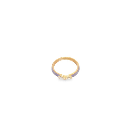 Enamel Ring Band With Pear Cut CZ Stones
