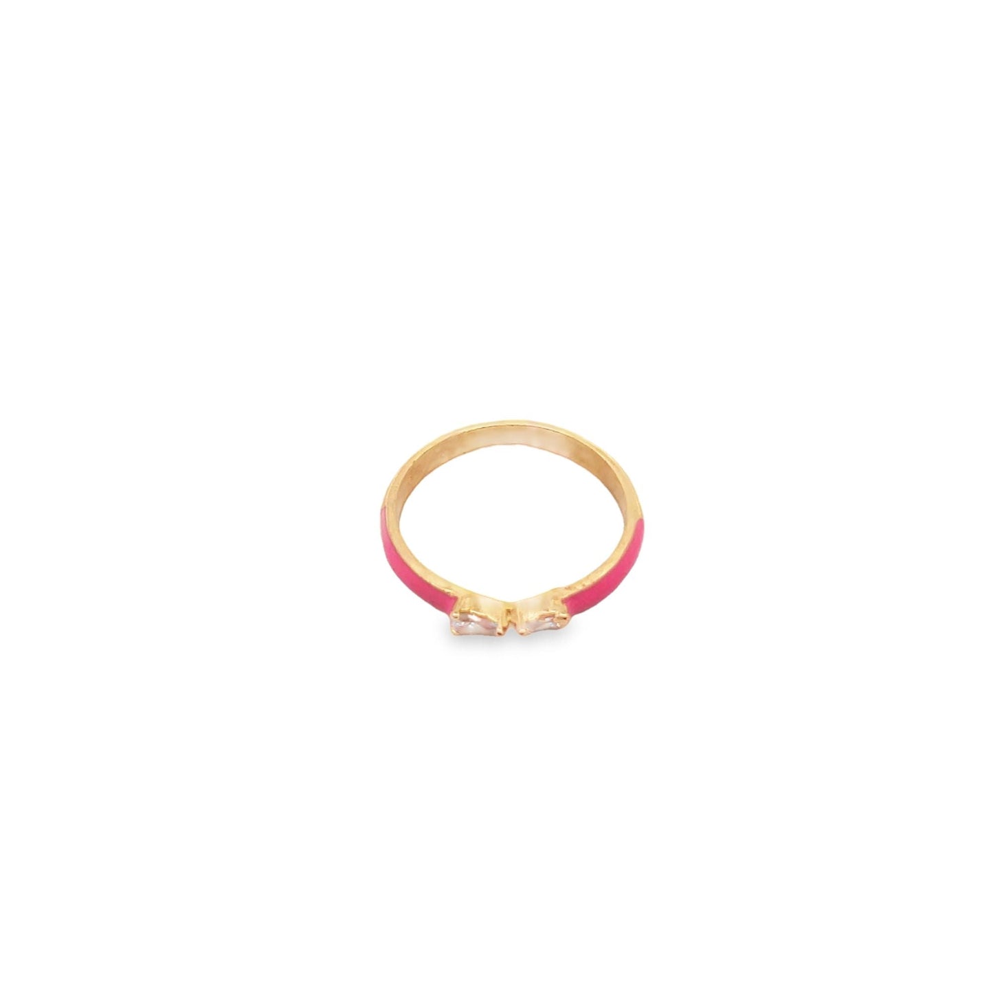 Enamel Ring Band With Pear Cut CZ Stones