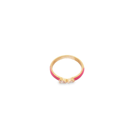 Enamel Ring Band With Pear Cut CZ Stones