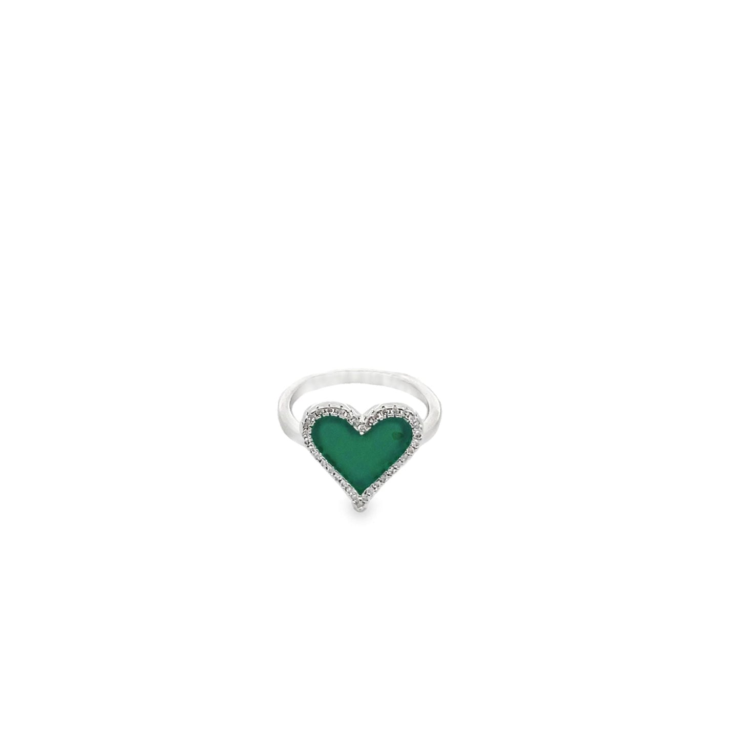 Enamel Micro CZ Heart Ring