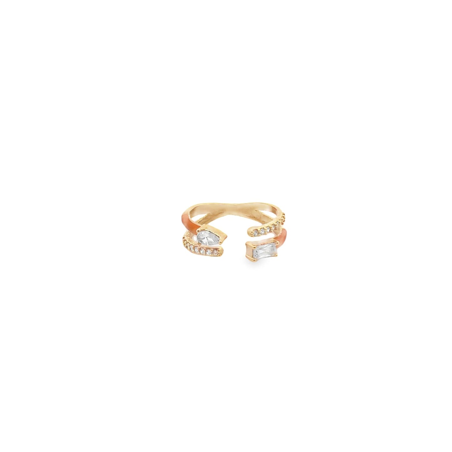 Double Layer CZ Enamel Ring