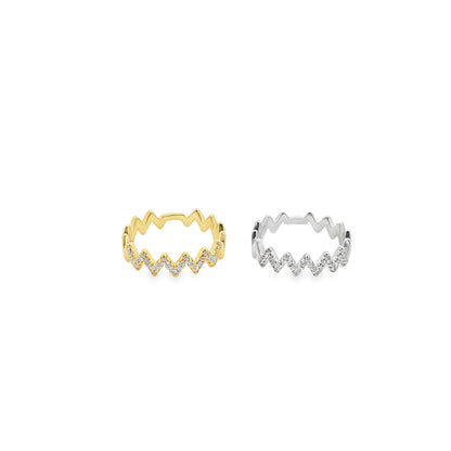 Zig Zag Ring With Micro CZ Stones