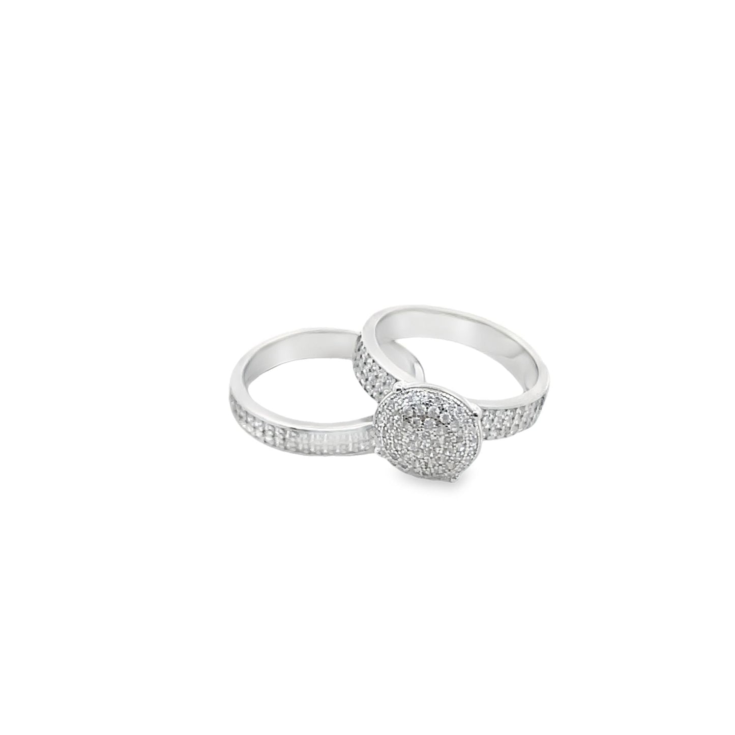 Wedding Thick Band and Engagement Ring Set