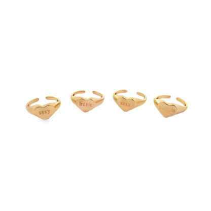 Sexy, Poppin, Rich B**ch, Ironic Heart Shaped Ring