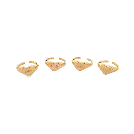 Sexy, Poppin, Rich B**ch, Ironic Heart Shaped Ring
