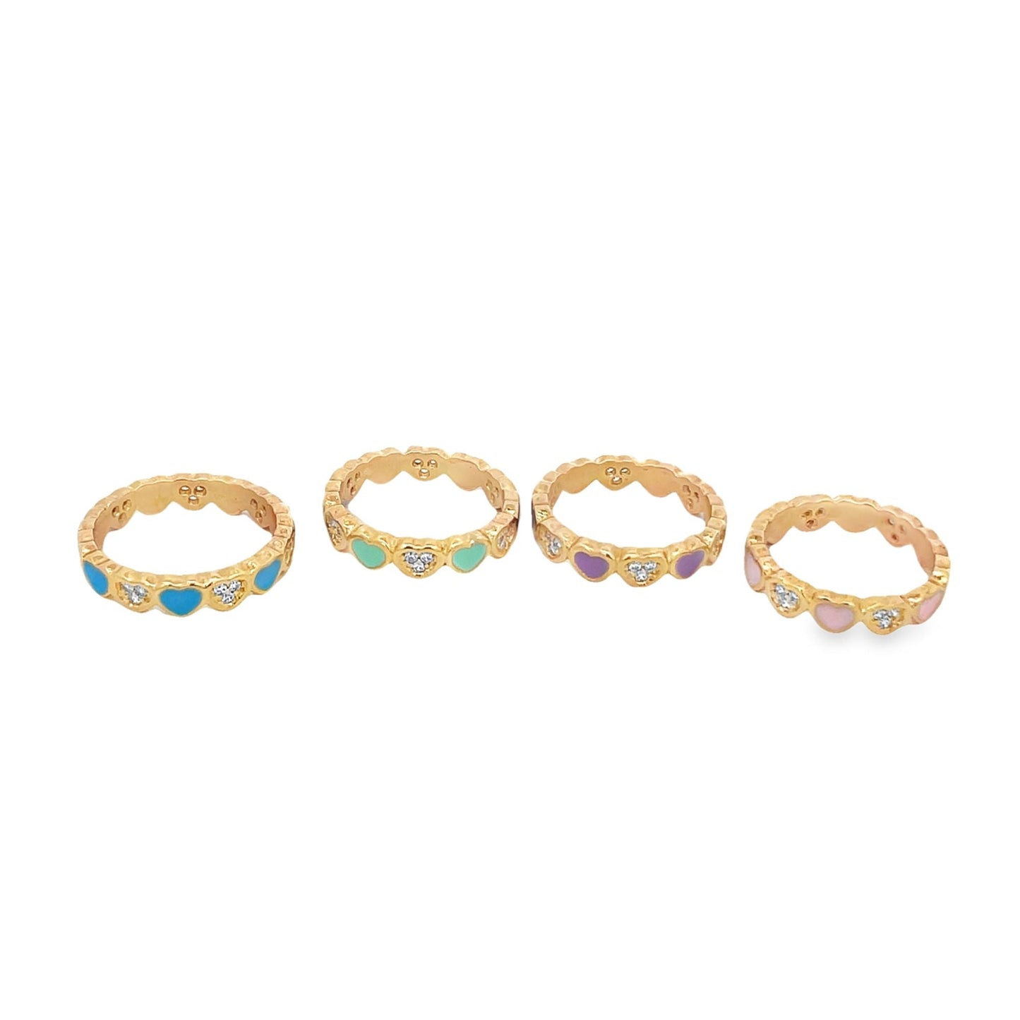 Colorful Enamel Part CZ Heart Ring