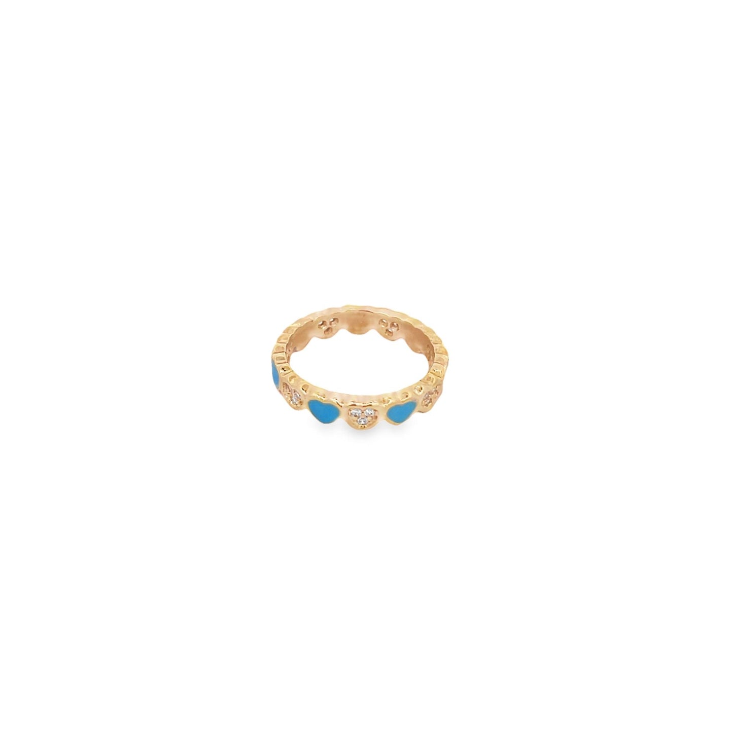 Colorful Enamel Part CZ Heart Ring