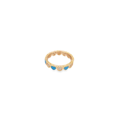 Colorful Enamel Part CZ Heart Ring