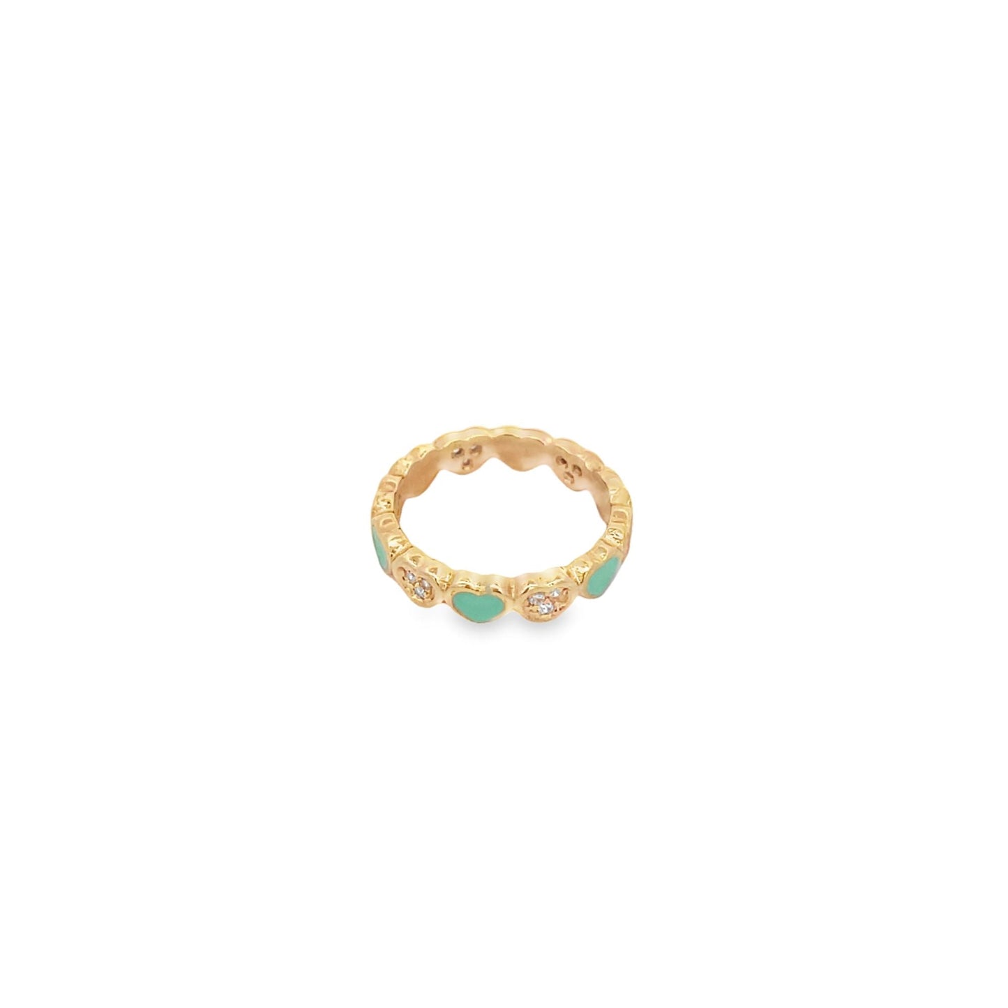 Colorful Enamel Part CZ Heart Ring