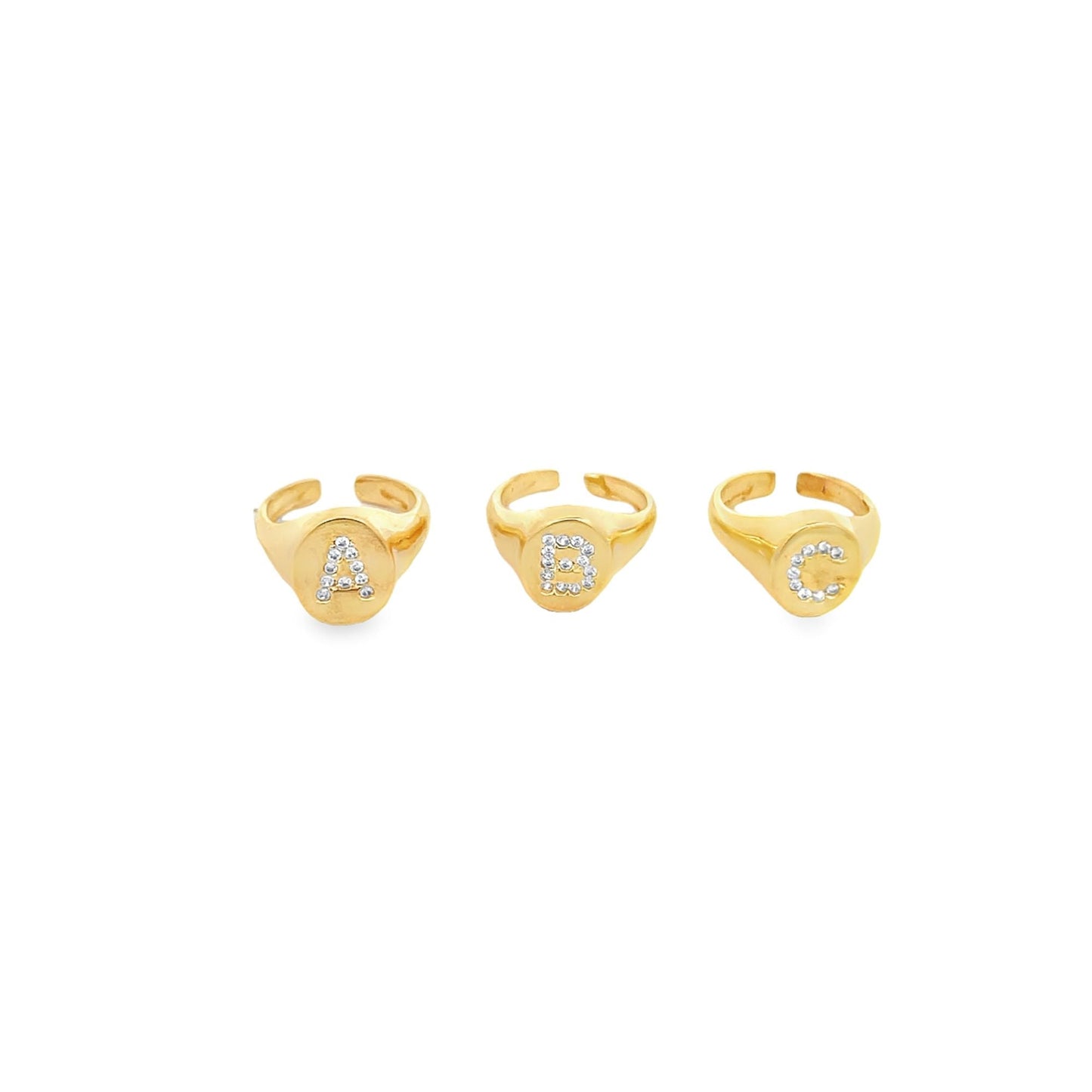 Adjustable CZ Stone Custom Letter Ring