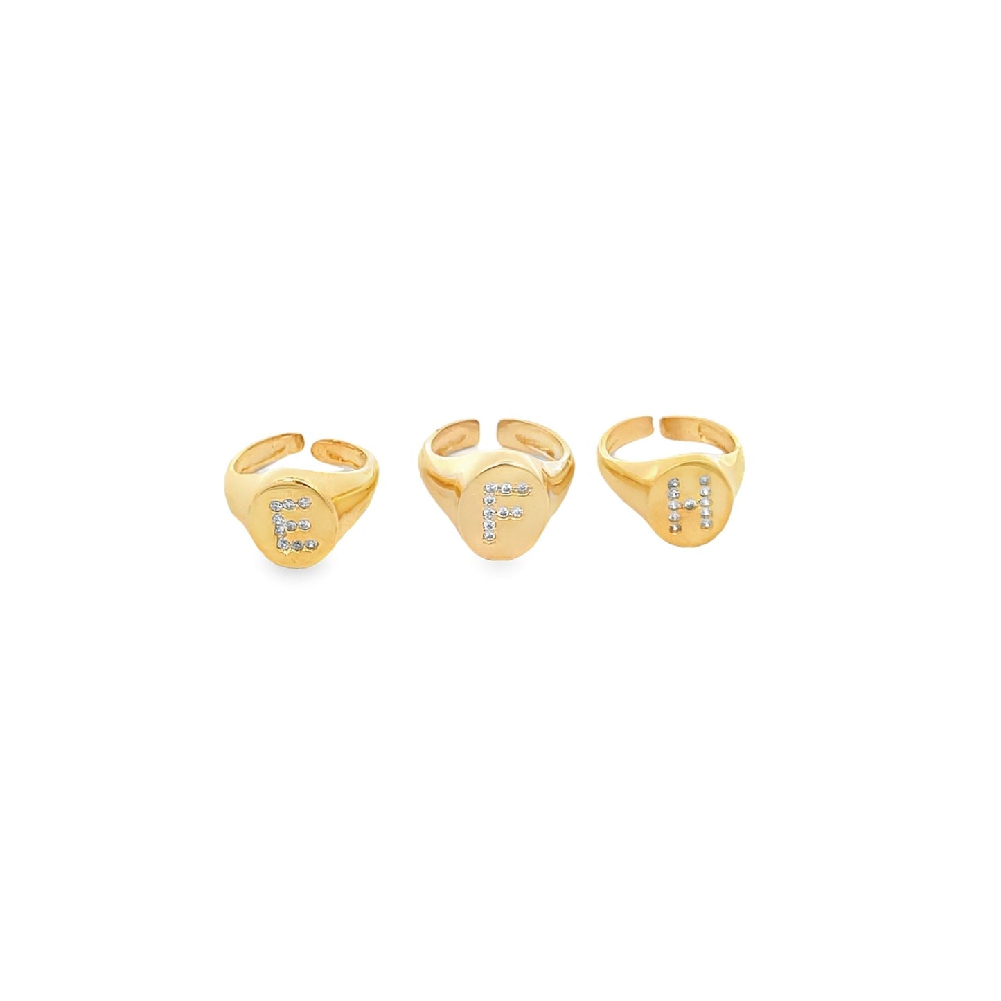 Adjustable CZ Stone Custom Letter Ring