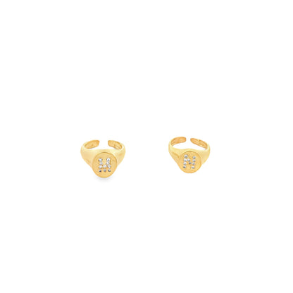 Adjustable CZ Stone Custom Letter Ring