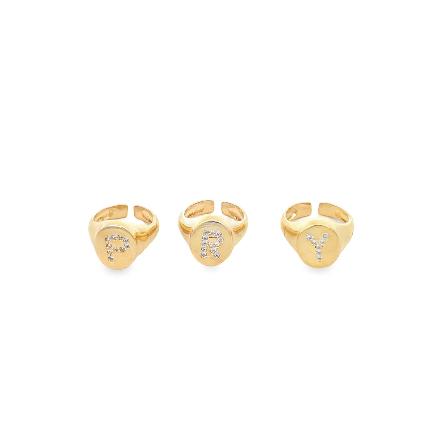Adjustable CZ Stone Custom Letter Ring