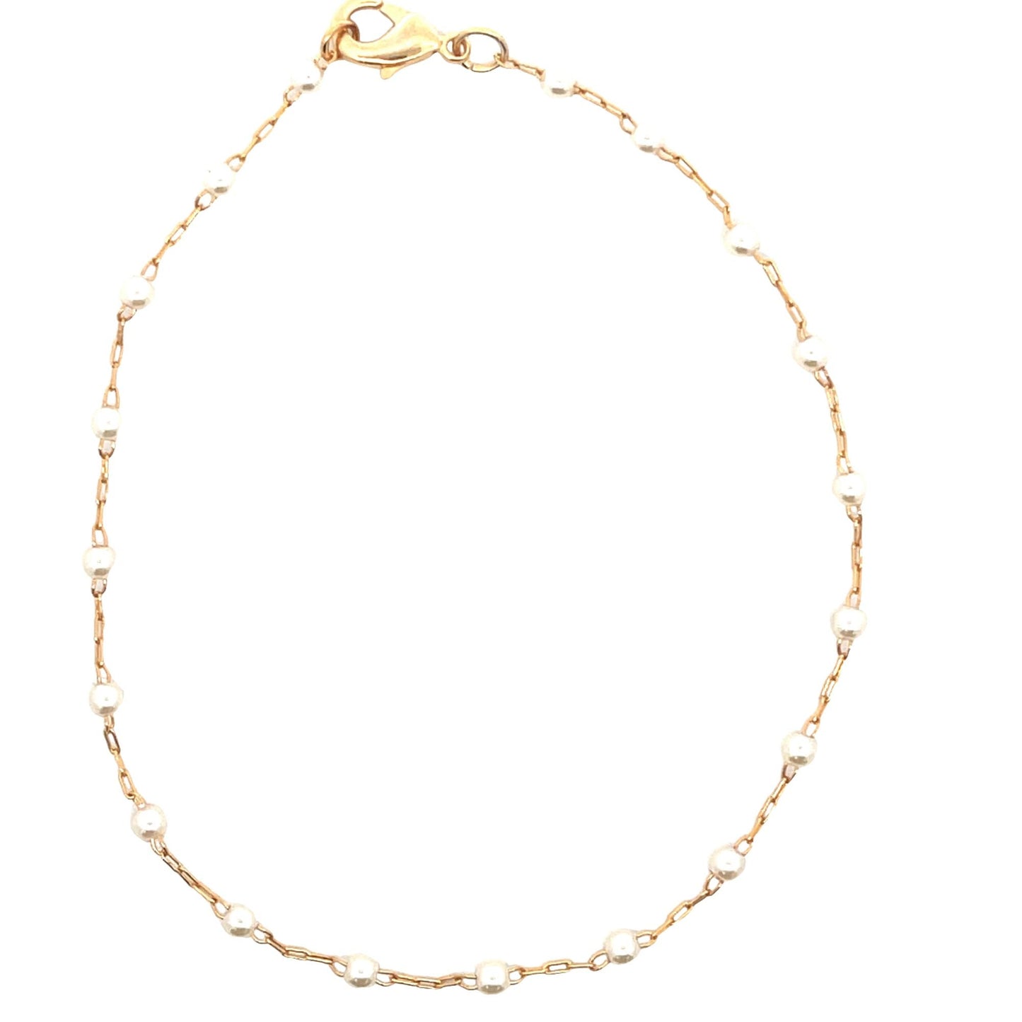 Pearl Paperclip Link Chain Bracelet