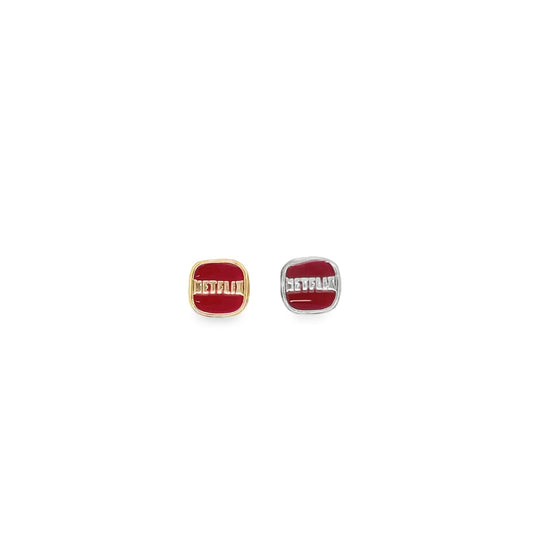 Red Enamel Square Pendant Charm Bead