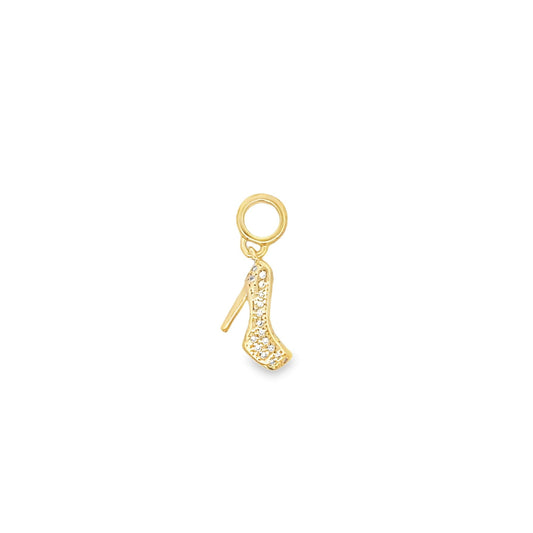 Pave Heel Shoe Pendant Charm