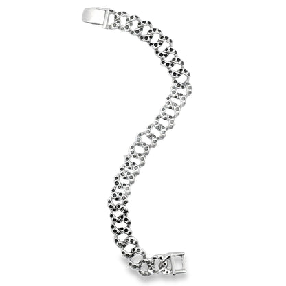 9mm Curb Cuban Bracelet Chain With Clear Cubic Zirconia Stones