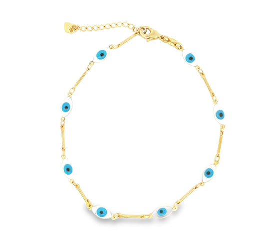 Oval Evil Eye Charm Bracelet