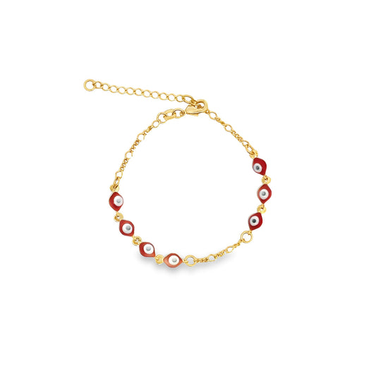 RED Evil Eye Figaro Chain Bracelet