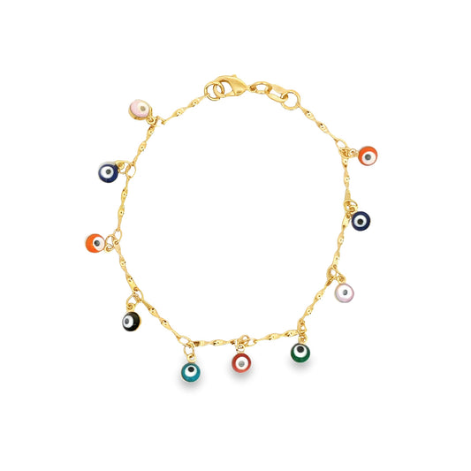Multi-Color Dangle Colorful Evil Eye Charms Bracelet
