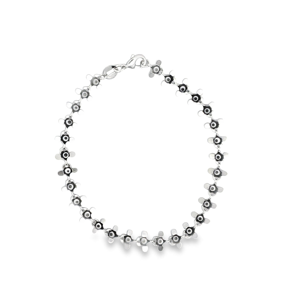 Black Evil Eye Round Fringe Chain Bracelet