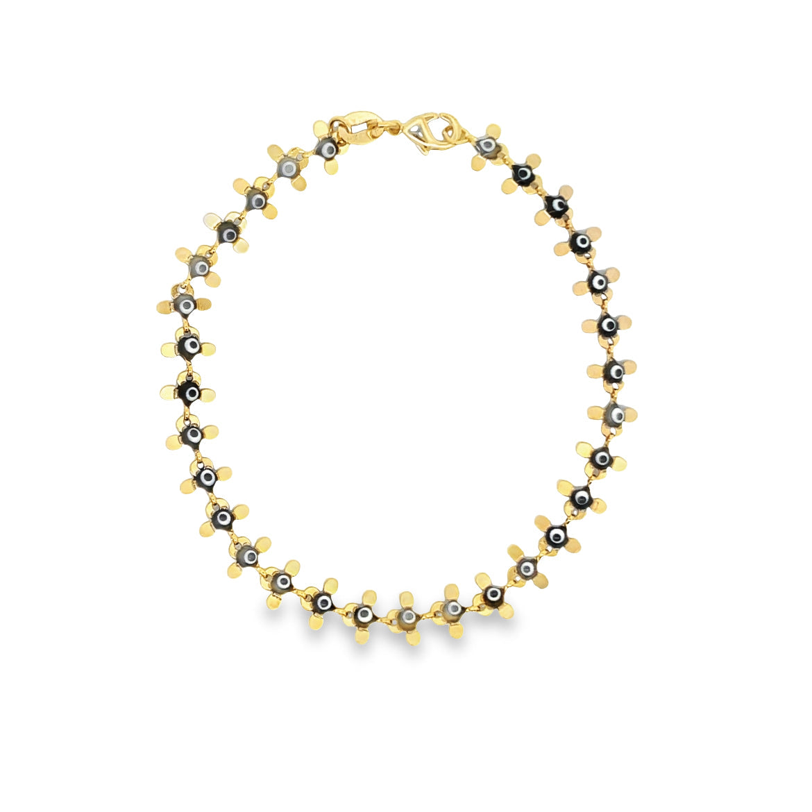 Black Evil Eye Round Fringe Chain Bracelet