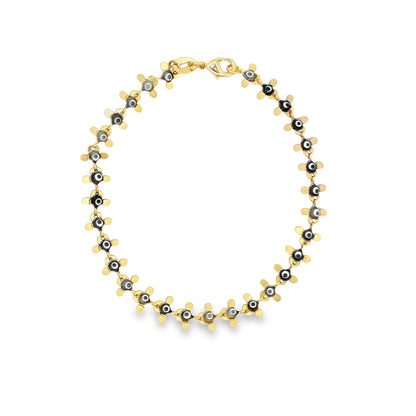 Black Evil Eye Round Fringe Chain Bracelet