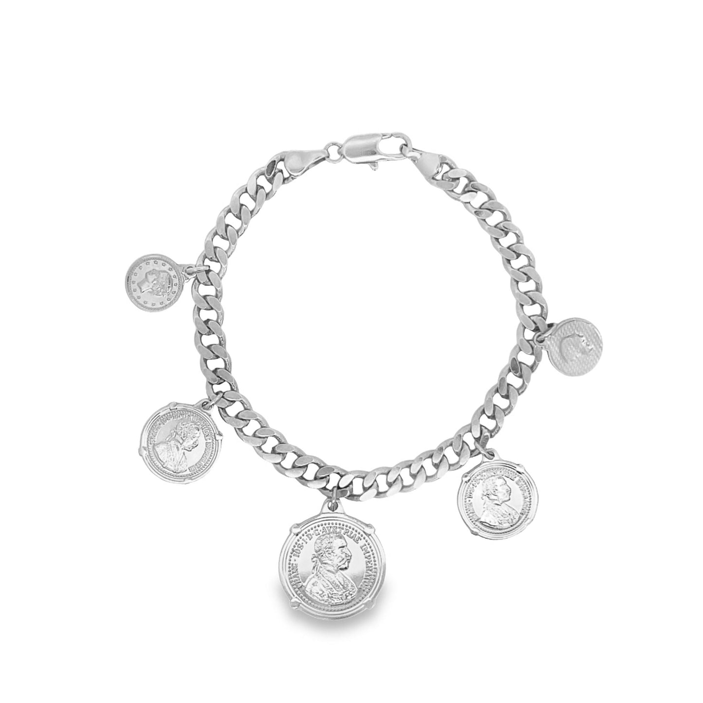 6mm Cuban Chain Bracelet With Coin Charms