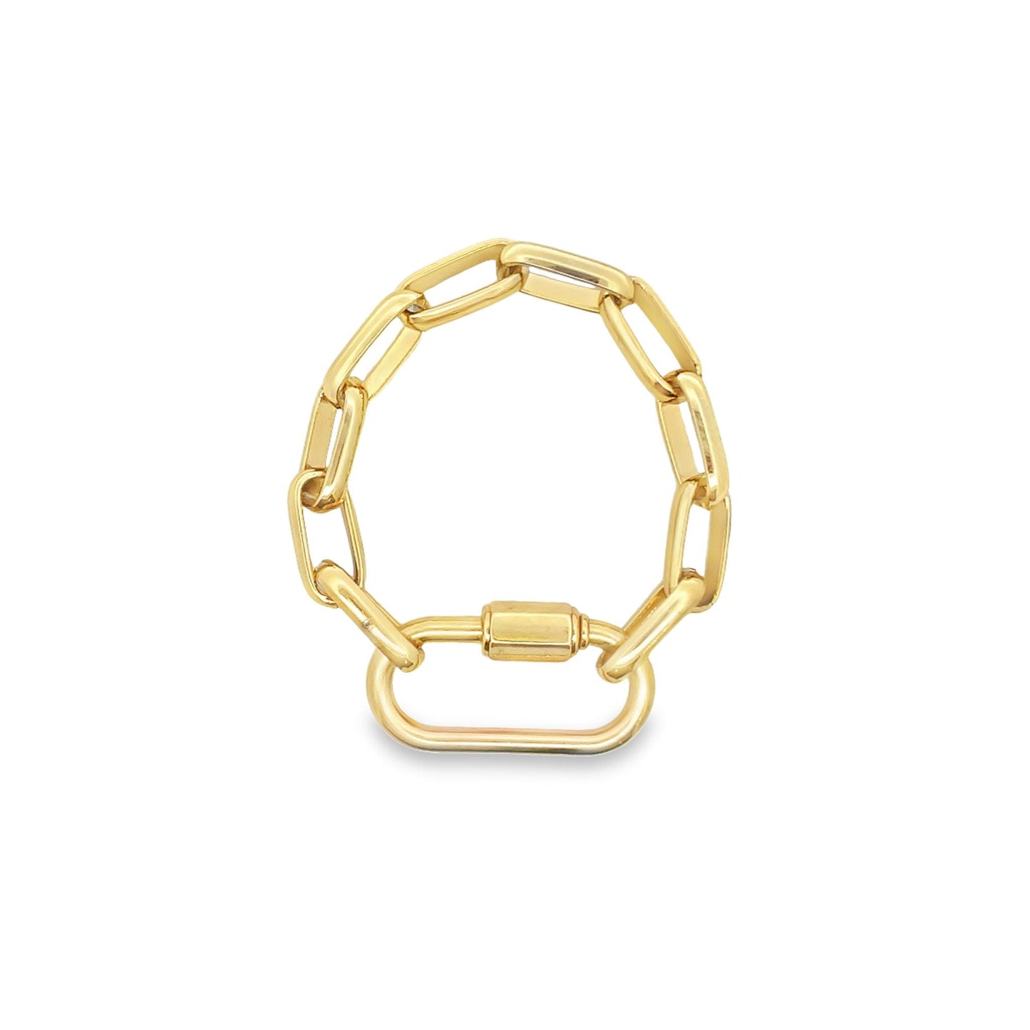 8mm Paper Clip Link Bracelet Chain With Spring Carabiner Lock