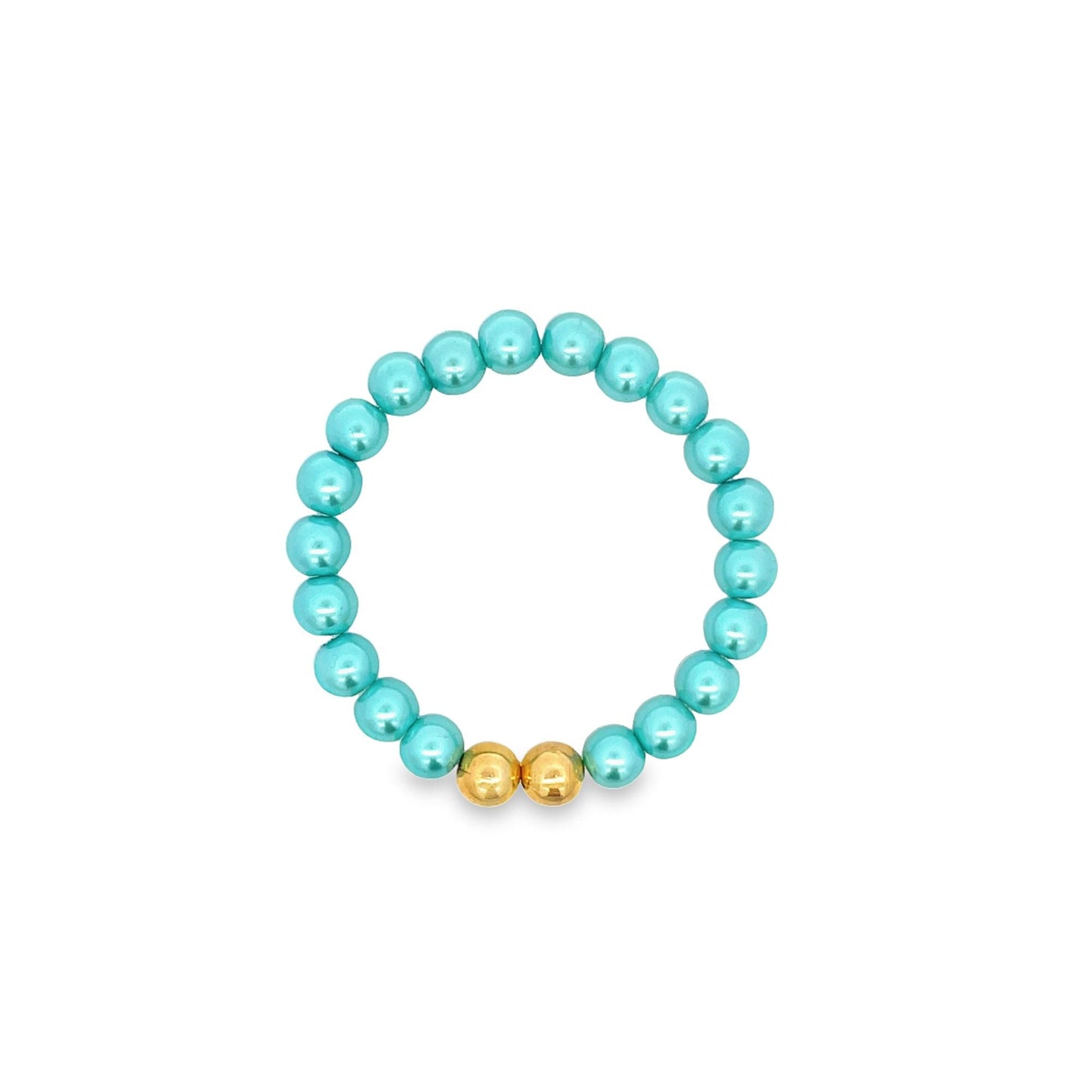 8mm Gold, Brown, Pink, Green, Black Bead Bracelet