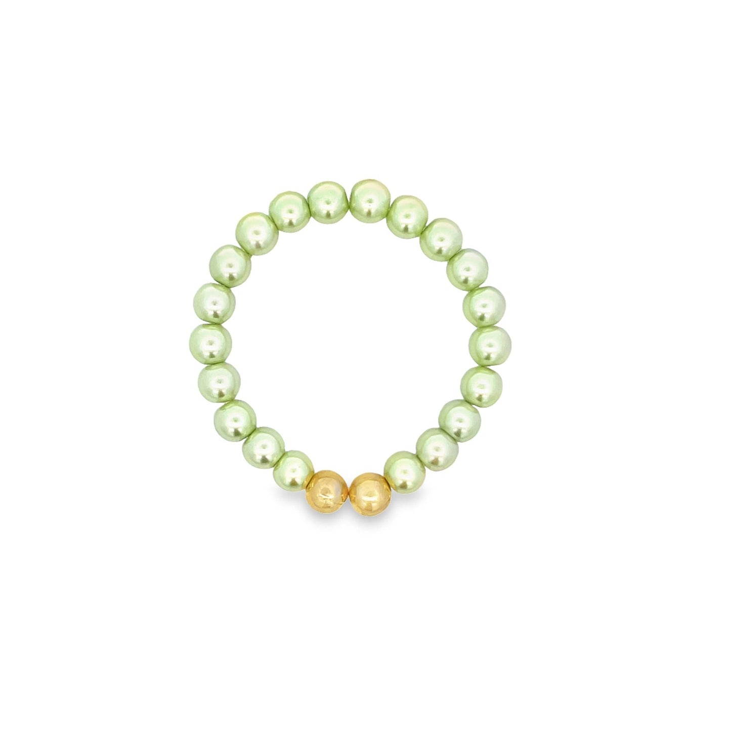 8mm Gold, Brown, Pink, Green, Black Bead Bracelet