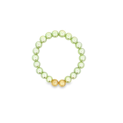 8mm Gold, Brown, Pink, Green, Black Bead Bracelet