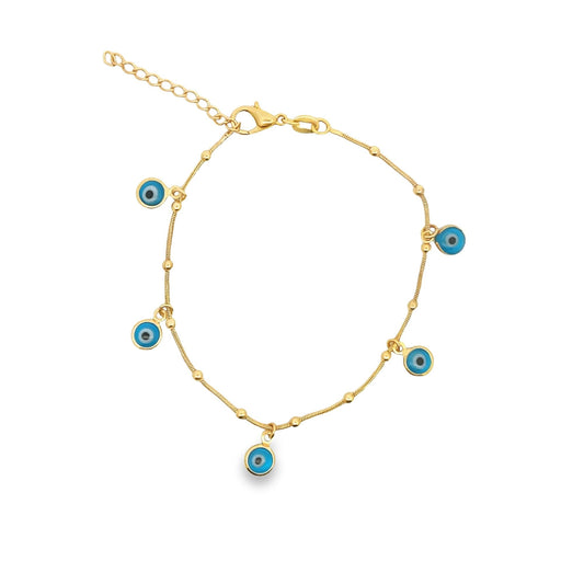 Beaded Evil Eye Charm Bracelet