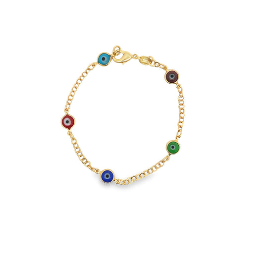 Multicolor Evil Eye Rolo Bracelet