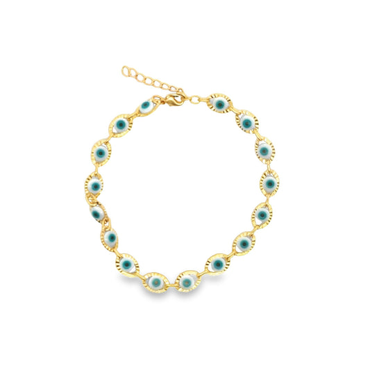 White Evil Eye Chain Bracelet