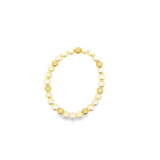 6mm White Pearl Beaded Bracelet (H143)